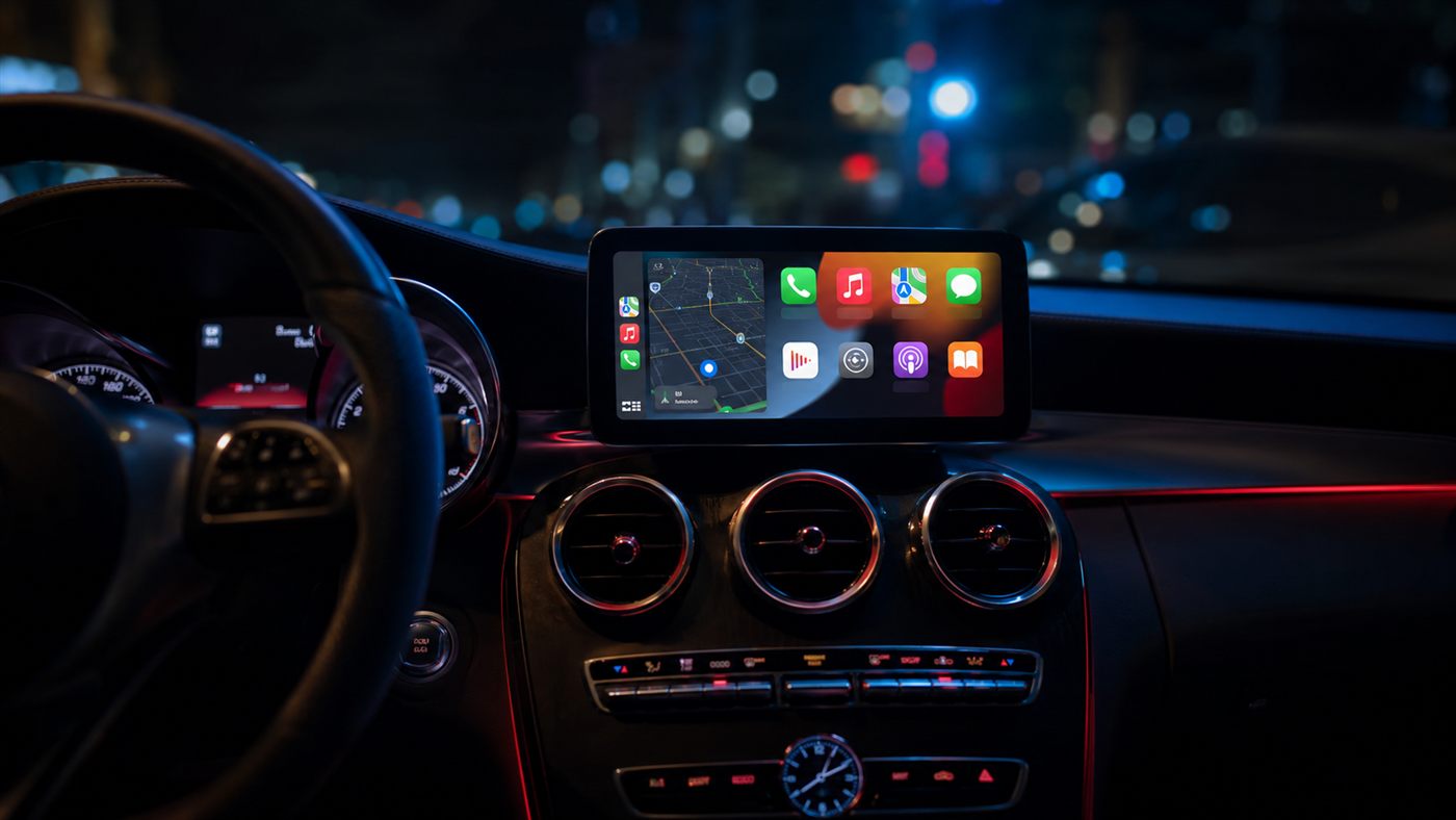 Intérieur voiture avec écran CarPlay